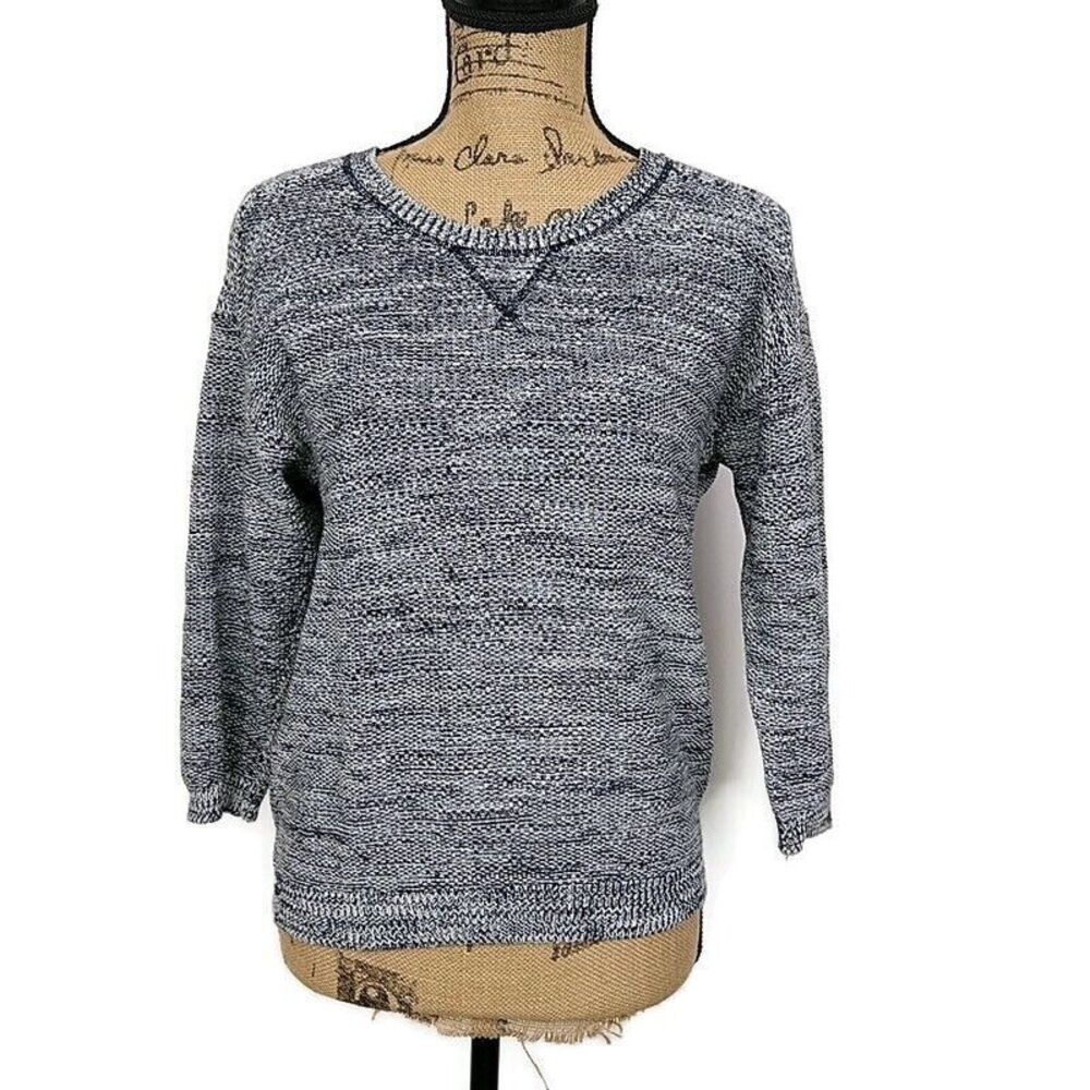 💥5/$25 J Crew Womens S Sweater Heathered Gray Round Neck 3/4 Sleeve Pullover